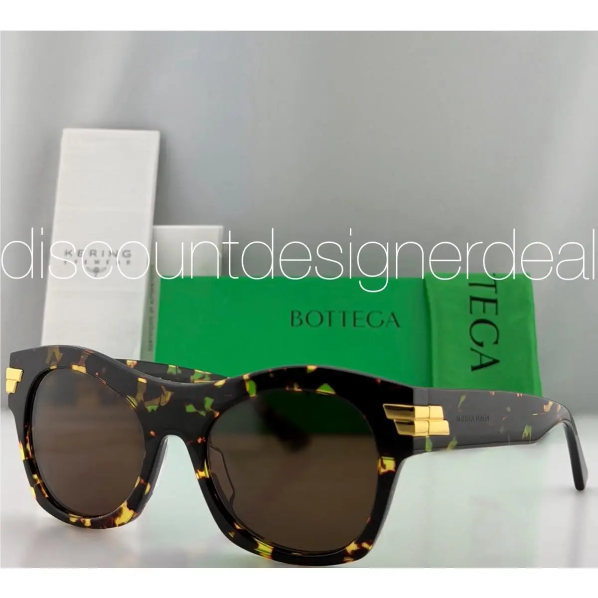 Bottega Veneta BV1103S 002 Square Sunglasses Havana Gold Brown Lens 54mm