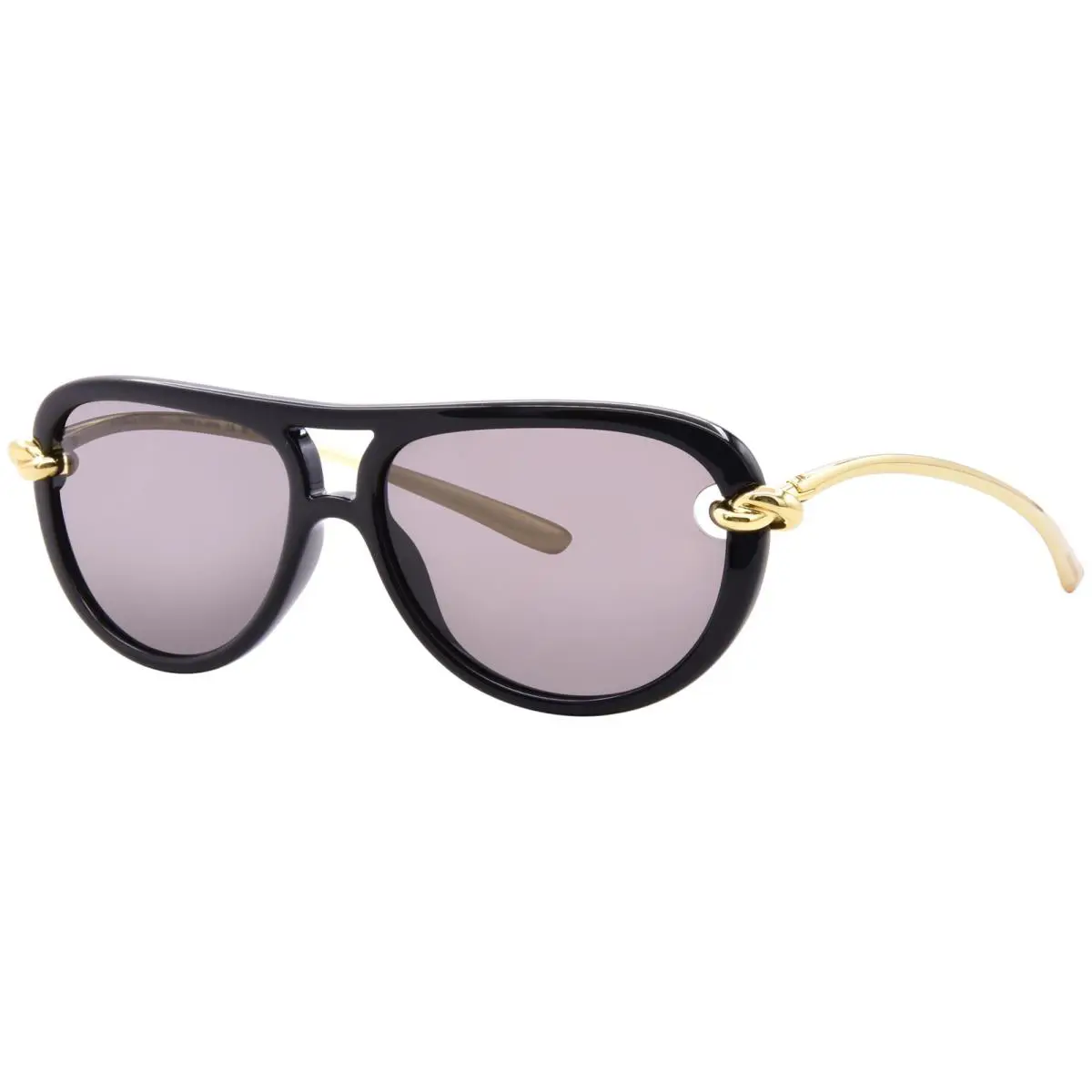 Bottega Veneta BV1418S 005 Sunglasses Women`s Black/gold/grey Pilot 58mm