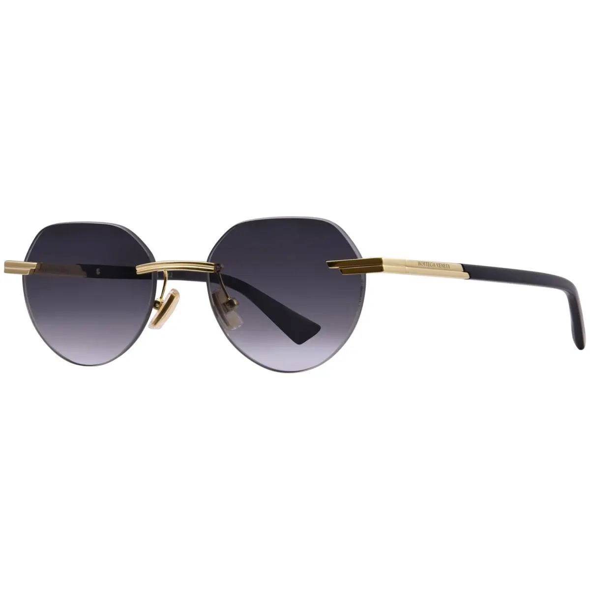 BV1379S 001 Sunglasses Frame Men`s Gold/grey Oval Shape 51mm by Bottega Veneta