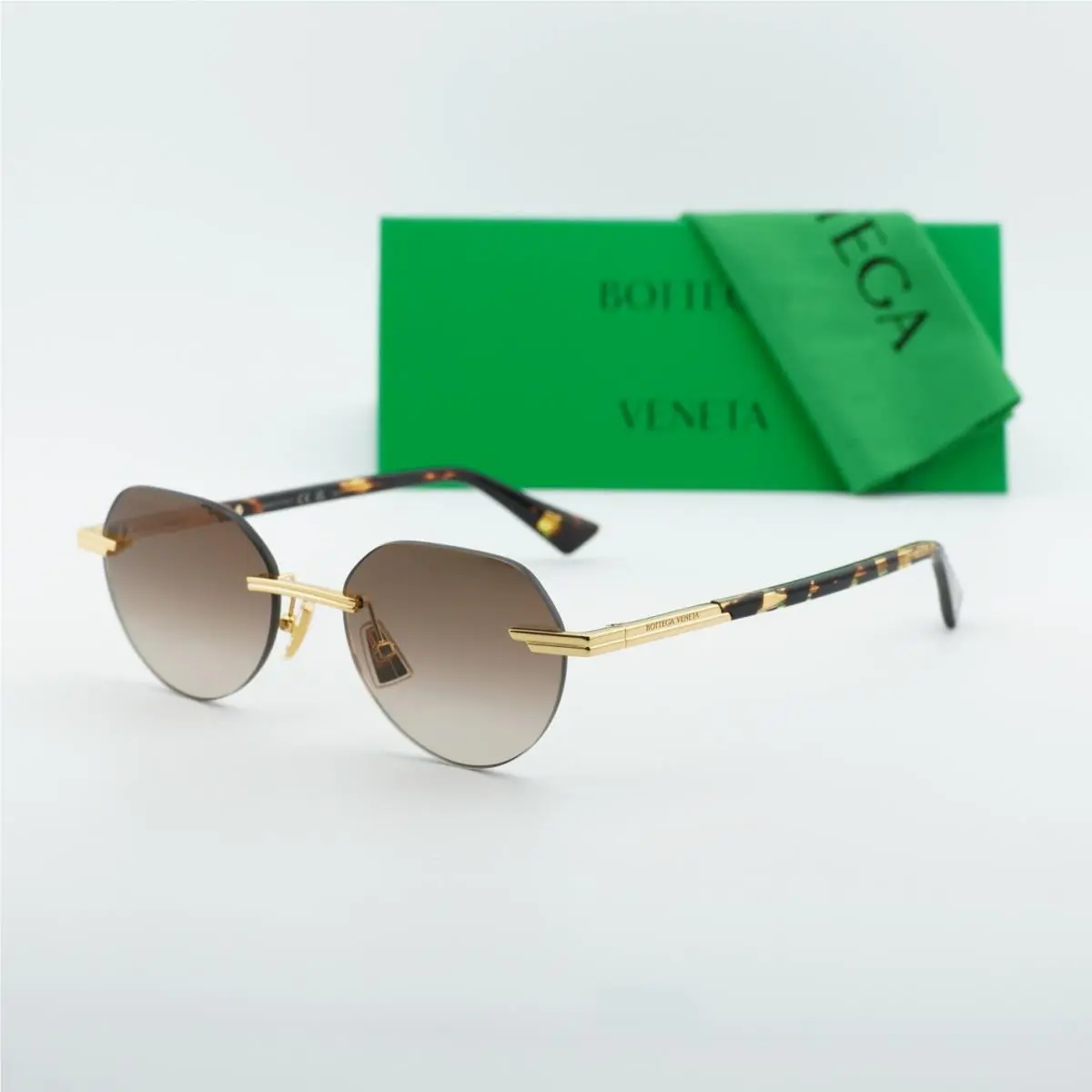 Bottega Veneta BV1379S 003 Shiny Gold/brown Gradient 51-19-145 Sunglasses