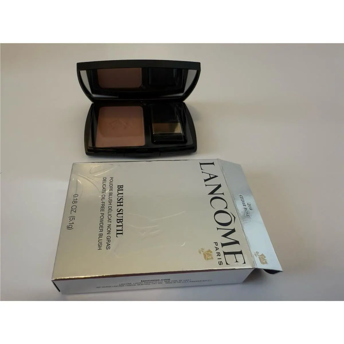 Lancome Blush Subtil 208 Cedar Rose with Brush in Mirror Compact Full Size