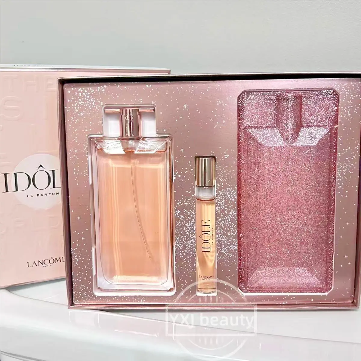 Boxed 3PC Lancome Idole Le Parfum Spray Rollerball with Case 75 ml+10 ml