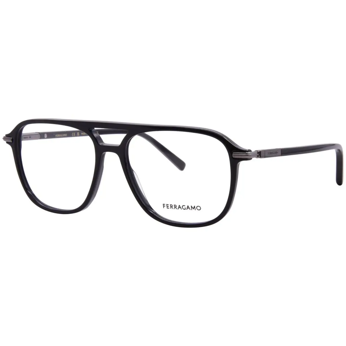 Salvatore Ferragamo SF3006 001 Eyeglasses Men`s Black Full Rim Pilot 56mm