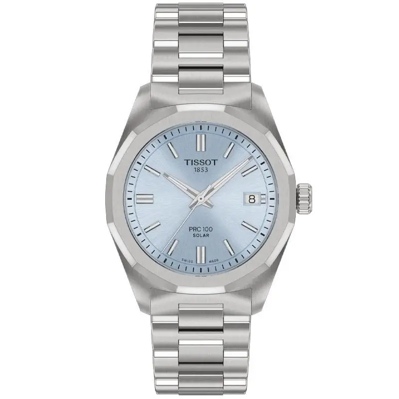 Prc 100 Solar 34mm Ice Blue Dial Women`s Watch T1518221135100 by Tissot