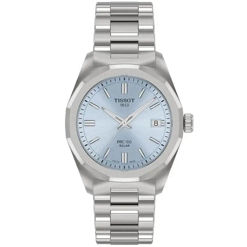 Tissot Prc 100 Solar 34mm Ice Blue Dial Women`s Watch T1518221135100