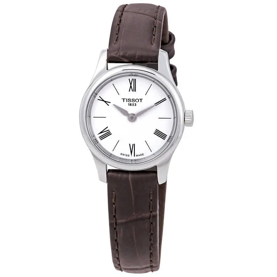 Tradition 5.5 White Dial Brown Leather Ladies Watch T063.009.16.018.00 by Tissot