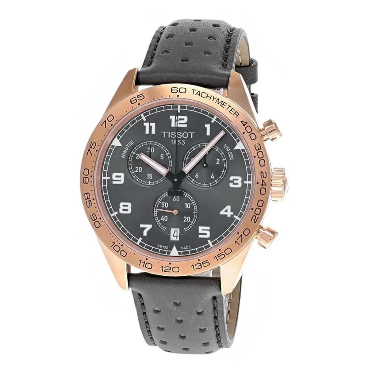 Tissot Prs 516 Chrono Qtz 45mm Brown Leather Men`s Gold Watch T1316173608200