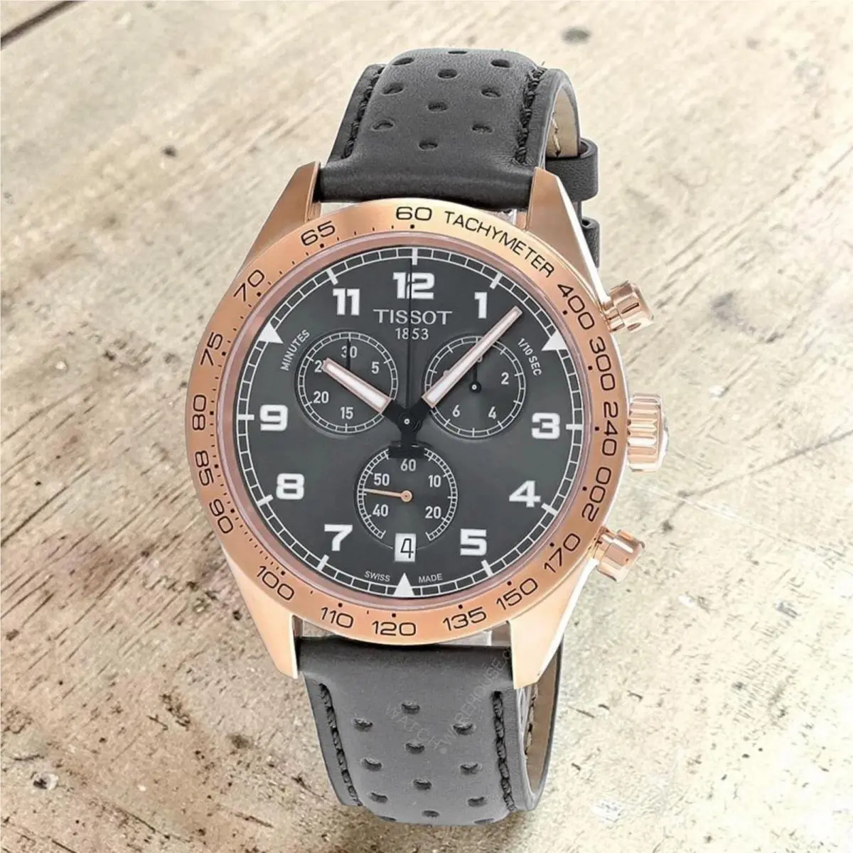 Tissot Prs 516 Chrono Qtz 45mm Brown Leather Men`s Gold Watch T1316173608200