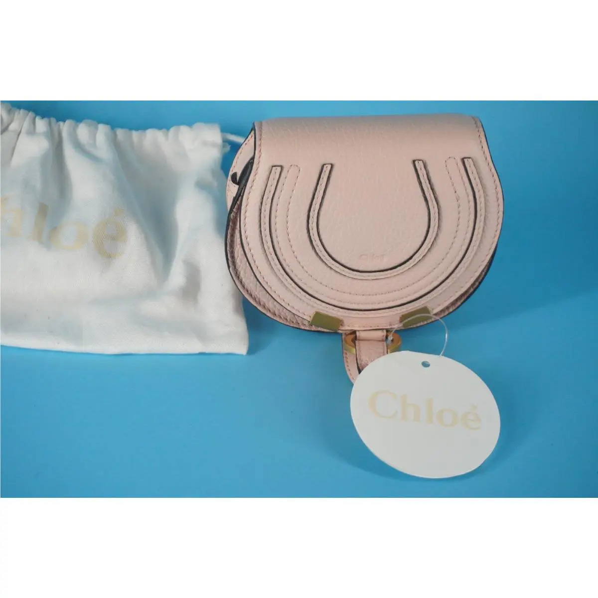 Chloe Marcie Nano Pale Blush Leather Crossbody Bag Very Small Buckle Mini
