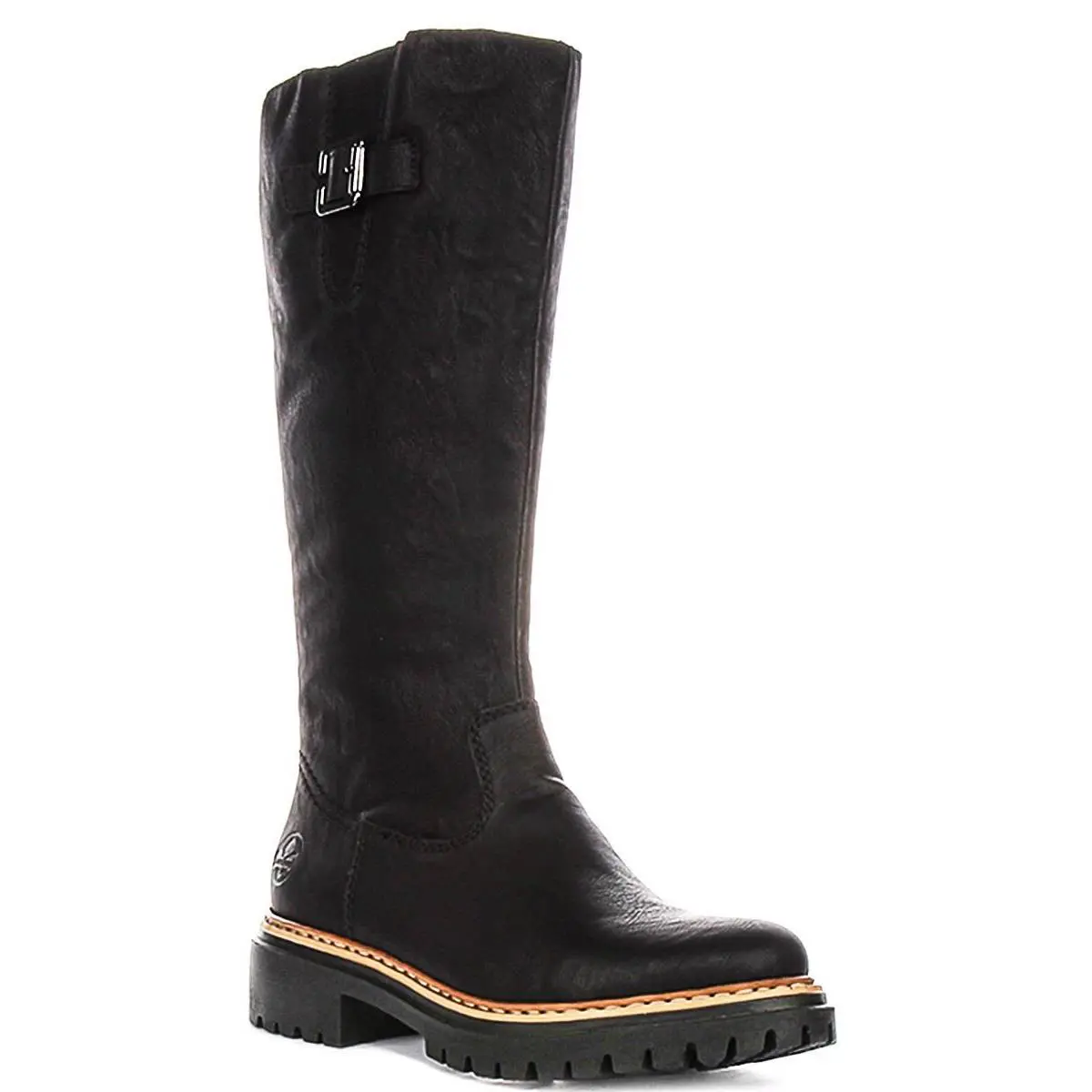 Rieker W Tall Side Pull On Flat Womens Boot In Black US 6 - 10