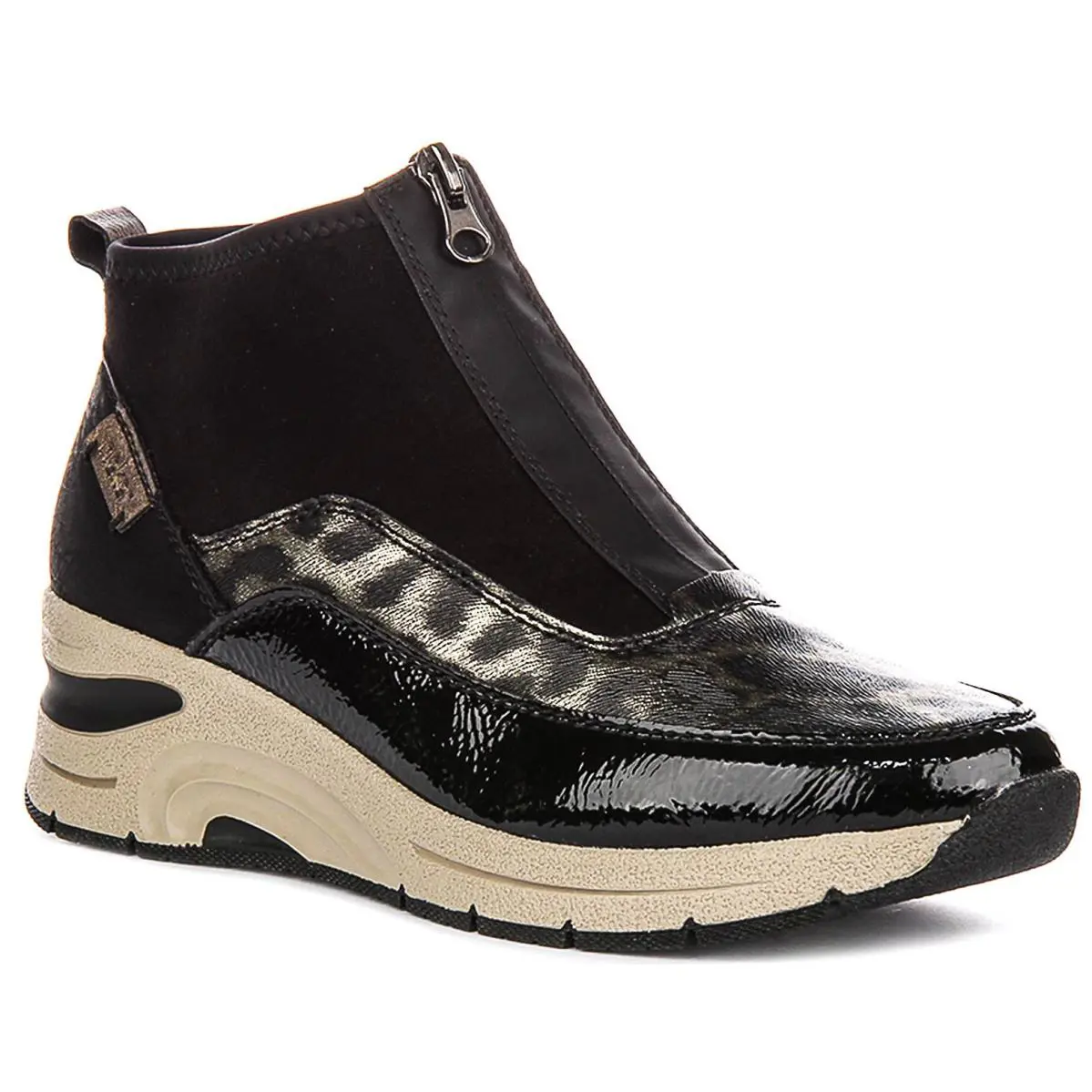 Rieker Front Zip Casual Ankle Womens Boots In Black Multi US 6 - 10