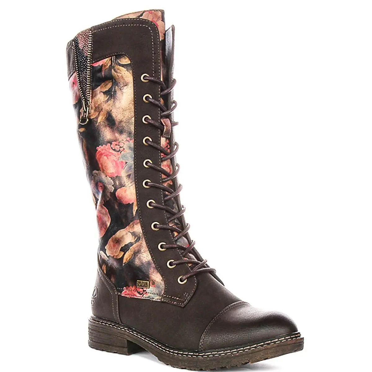 Rieker Warm Lined Zip Lace Womens Boot In Black Flower US 6 - 10