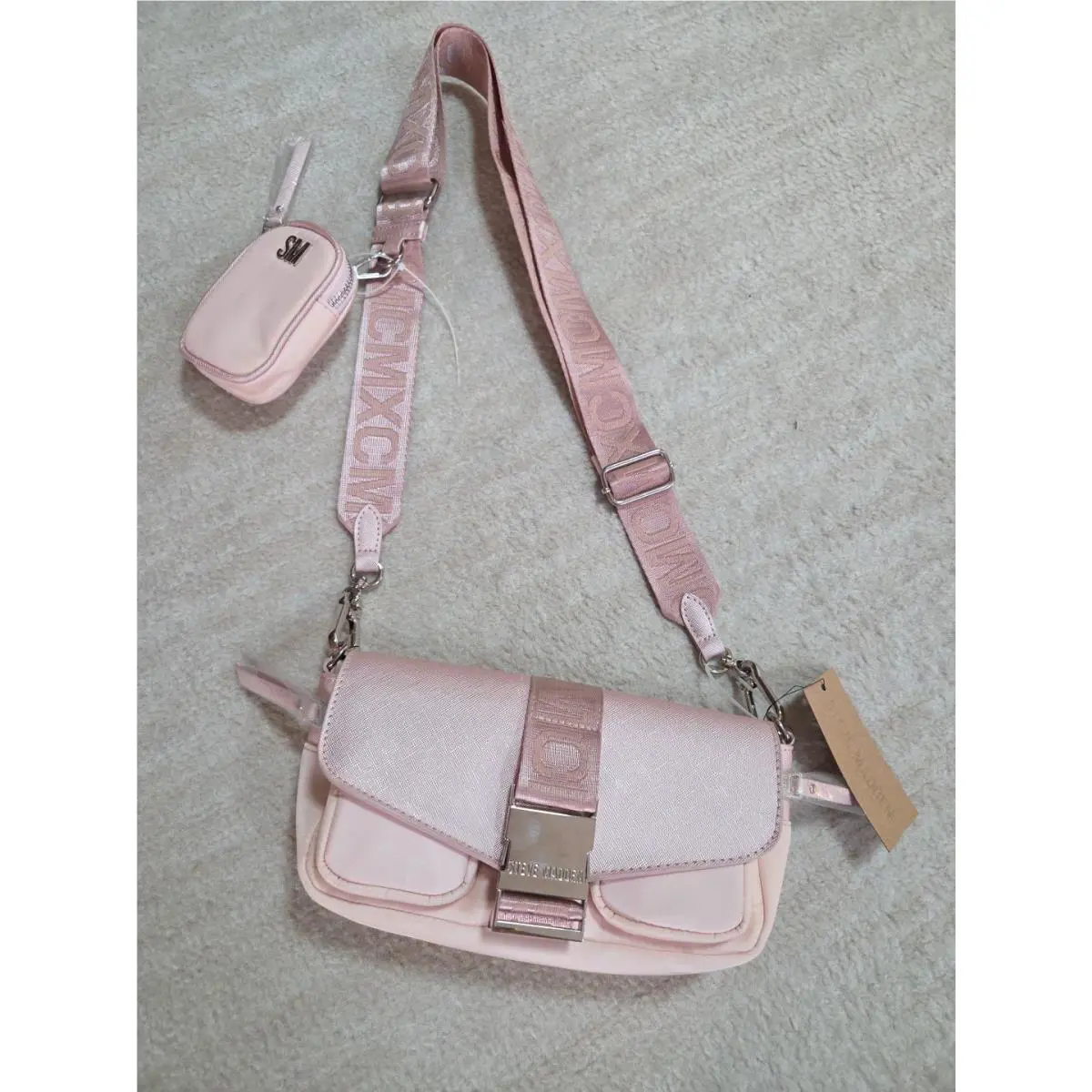 Steve Madden Baby Pink Shoulder Bag with Coin Case Set