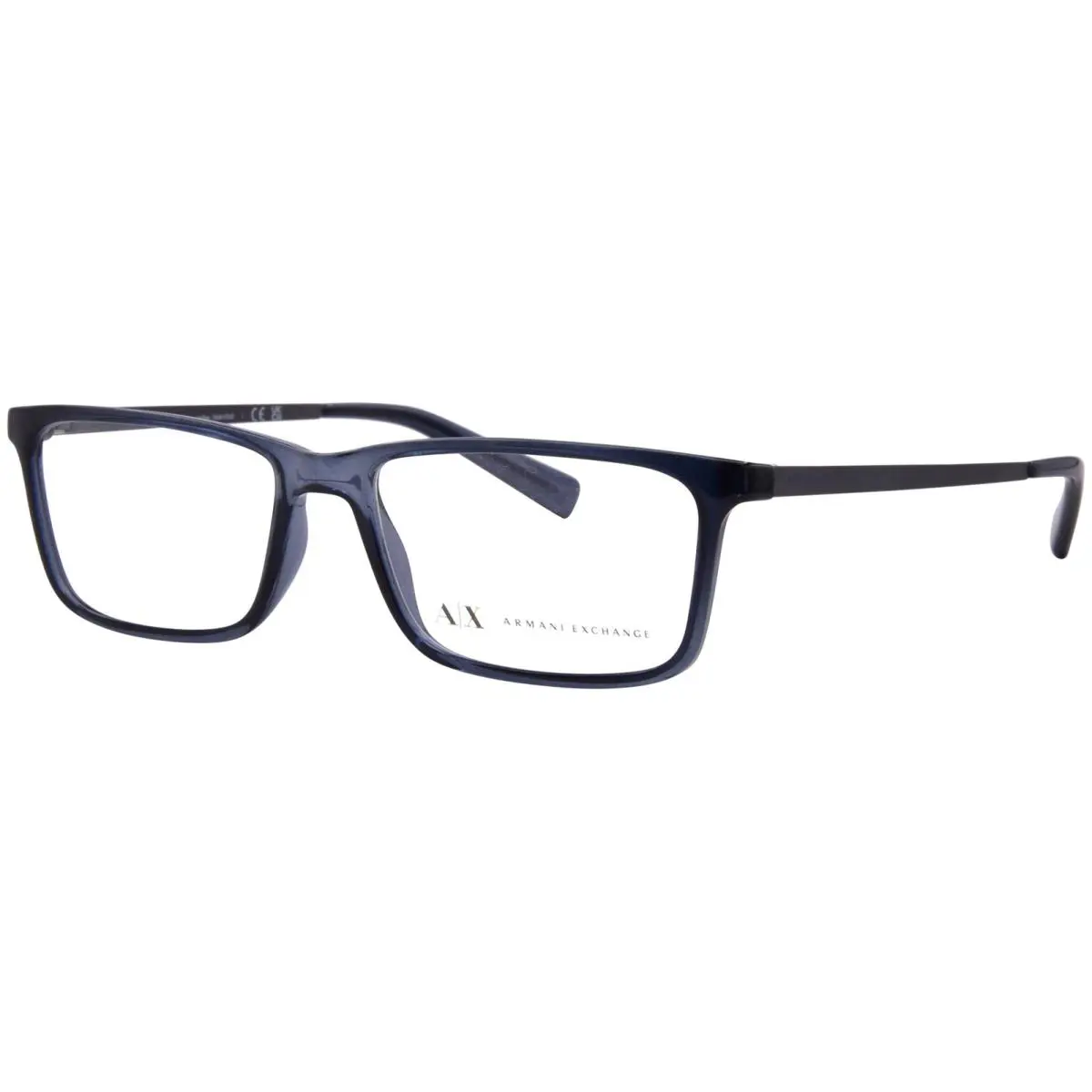 Armani Exchange AX3027 8238 Eyeglasses Frame Men`s Shiny Transparent Blue 55mm