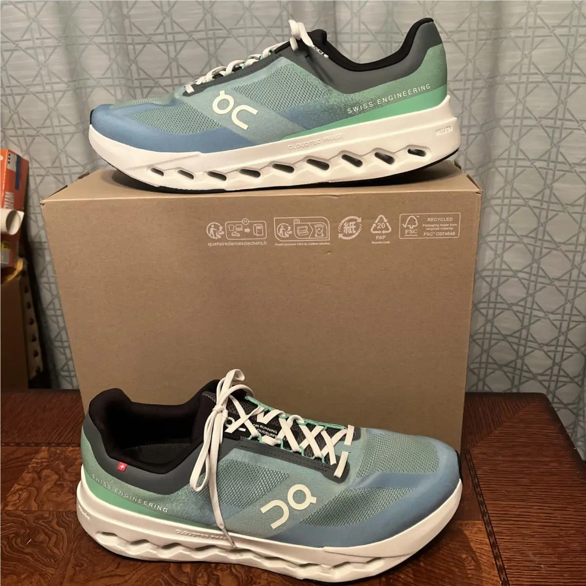 Men’s On Running Cloudsurfer Next Honeydew Ivory Green Blue Size 12.5