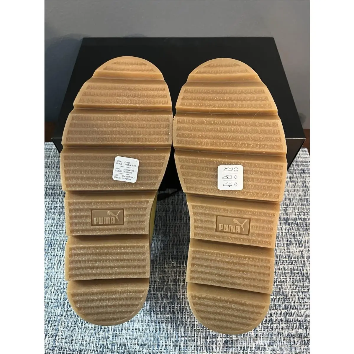 Puma shoes - Puma Fenty By Rihanna Suede Cleated Creeper Platform - 366268-01 - Green / Yellow 8