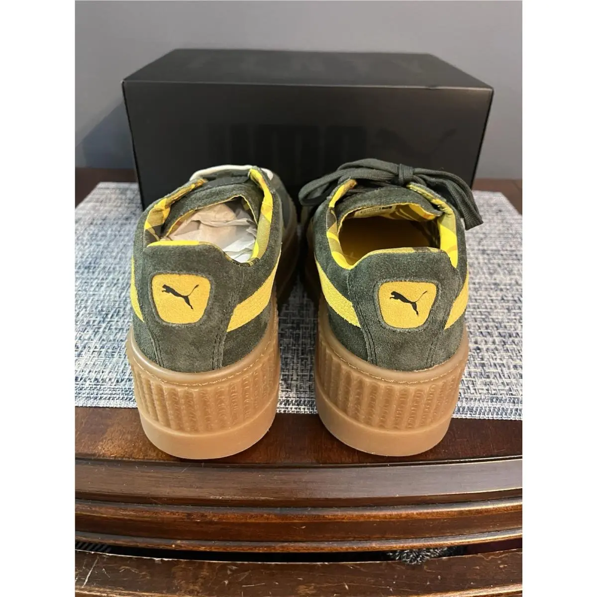 Puma shoes - Puma Fenty By Rihanna Suede Cleated Creeper Platform - 366268-01 - Green / Yellow 6