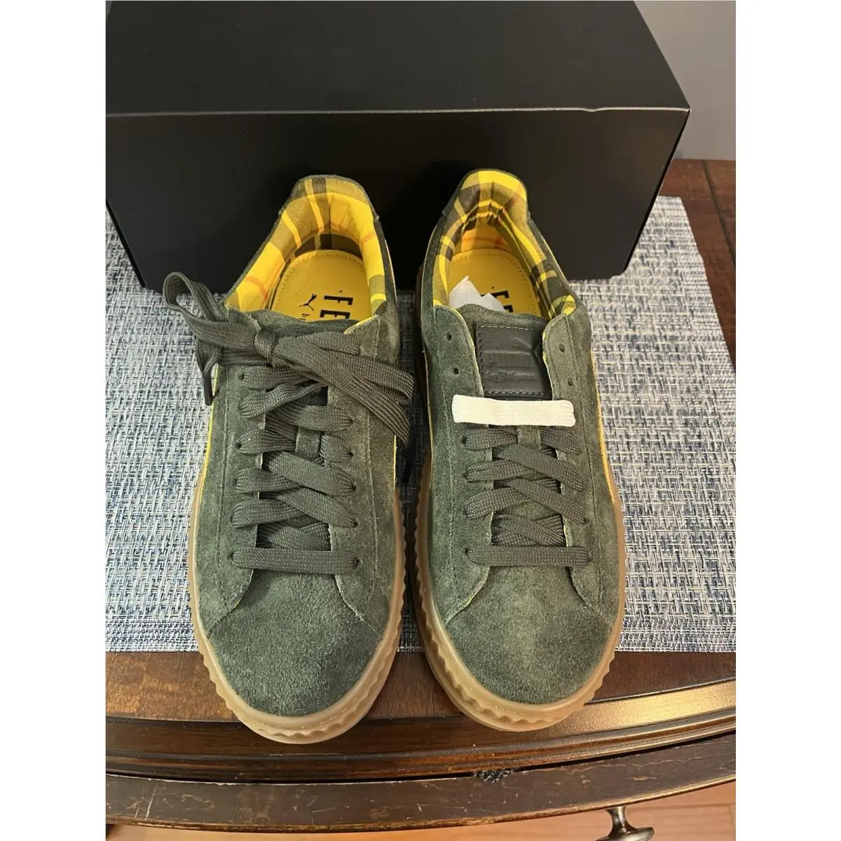 Puma shoes - Puma Fenty By Rihanna Suede Cleated Creeper Platform - 366268-01 - Green / Yellow 7
