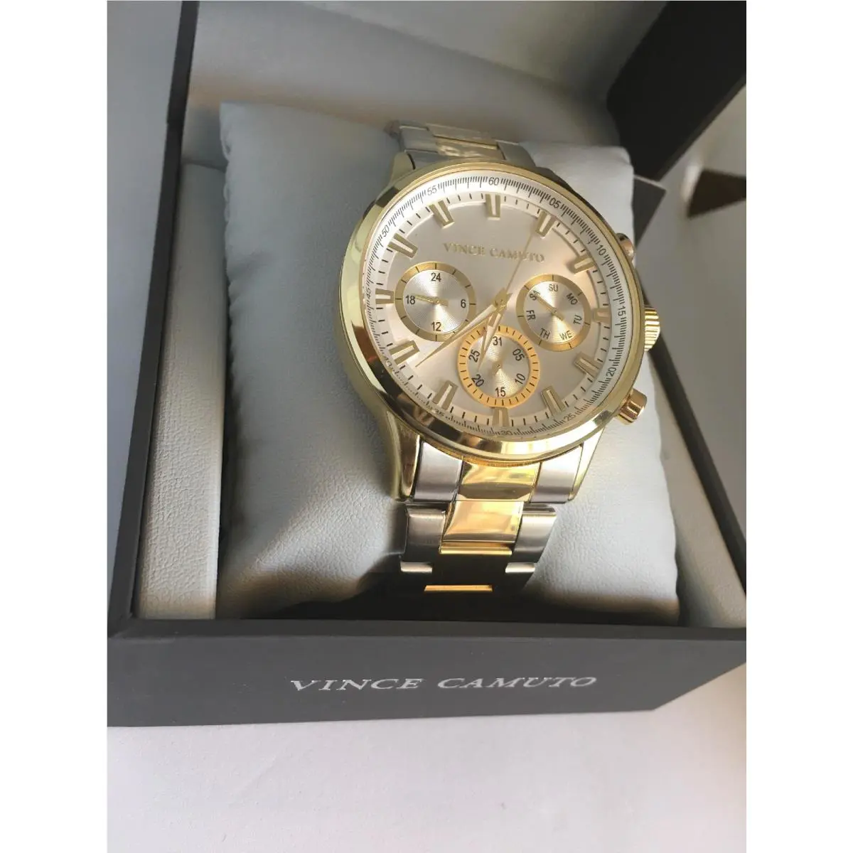 Men`s Silver Dial Two-tone Stainless Steel Watch VC/1116TT by Vince Camuto