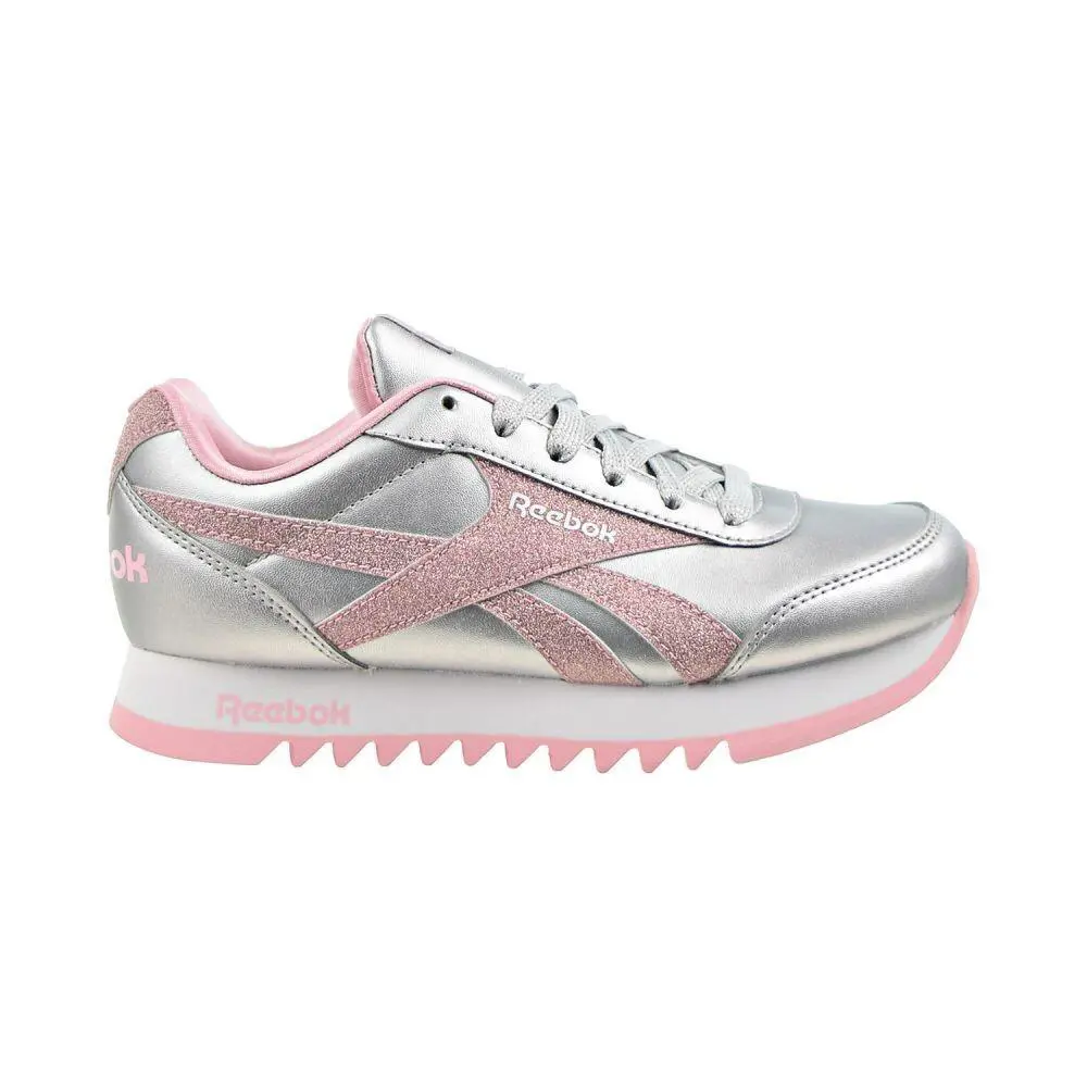 Reebok Royal Classic Jogger Platform Kids` Shoes Silver Metallic h01027 - Silver Metallic-Pink Glow-Cloud White