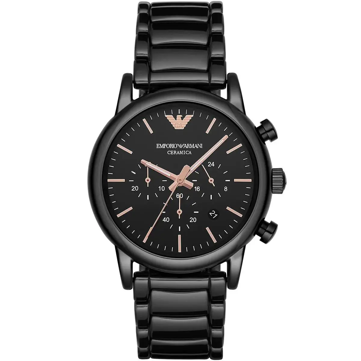 Emporio Armani AR1509 Men`s Chronograph Stainless Steel Ceramic Watch 43mm