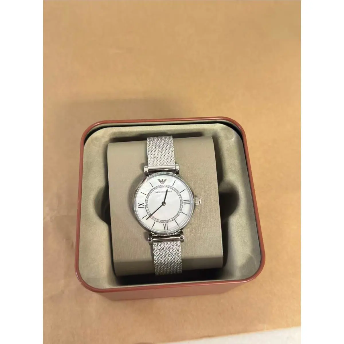 Emporio Armani AR11319 Ladies Watch Gianni T-bar Metal Belt with Silver