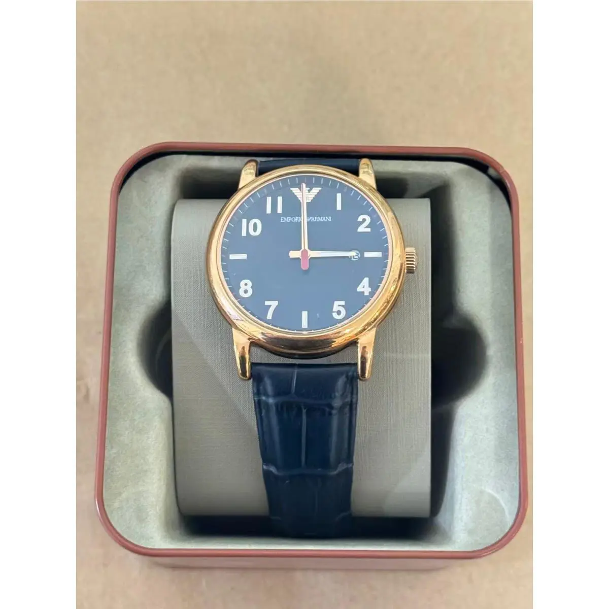 Emporio Armani AR11135 Three-hand Date Blue Leather Watch