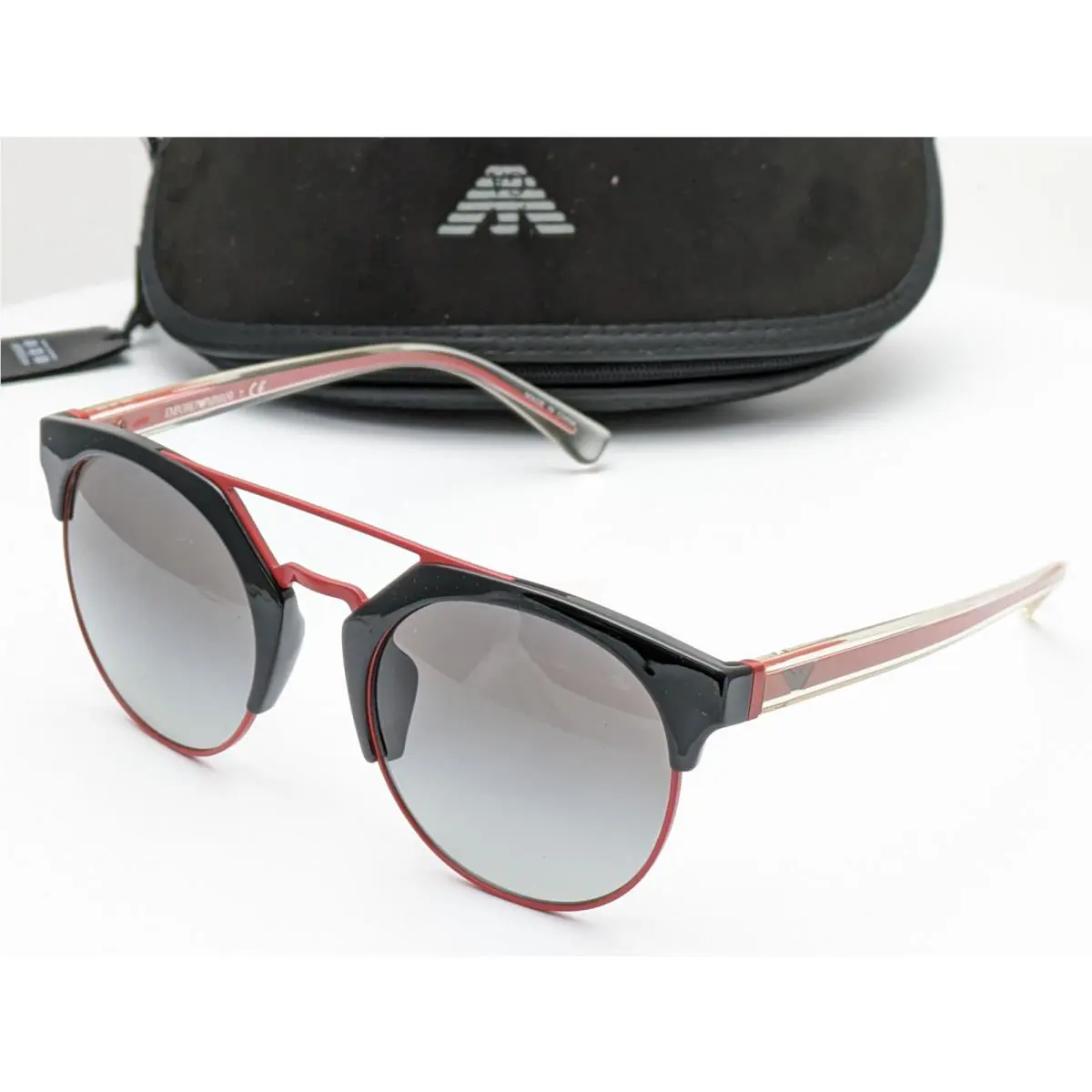 Emporio Armani Sunglasses EA4092F 5017/11 Black Red w/ Grey Gradient Lenses 53mm