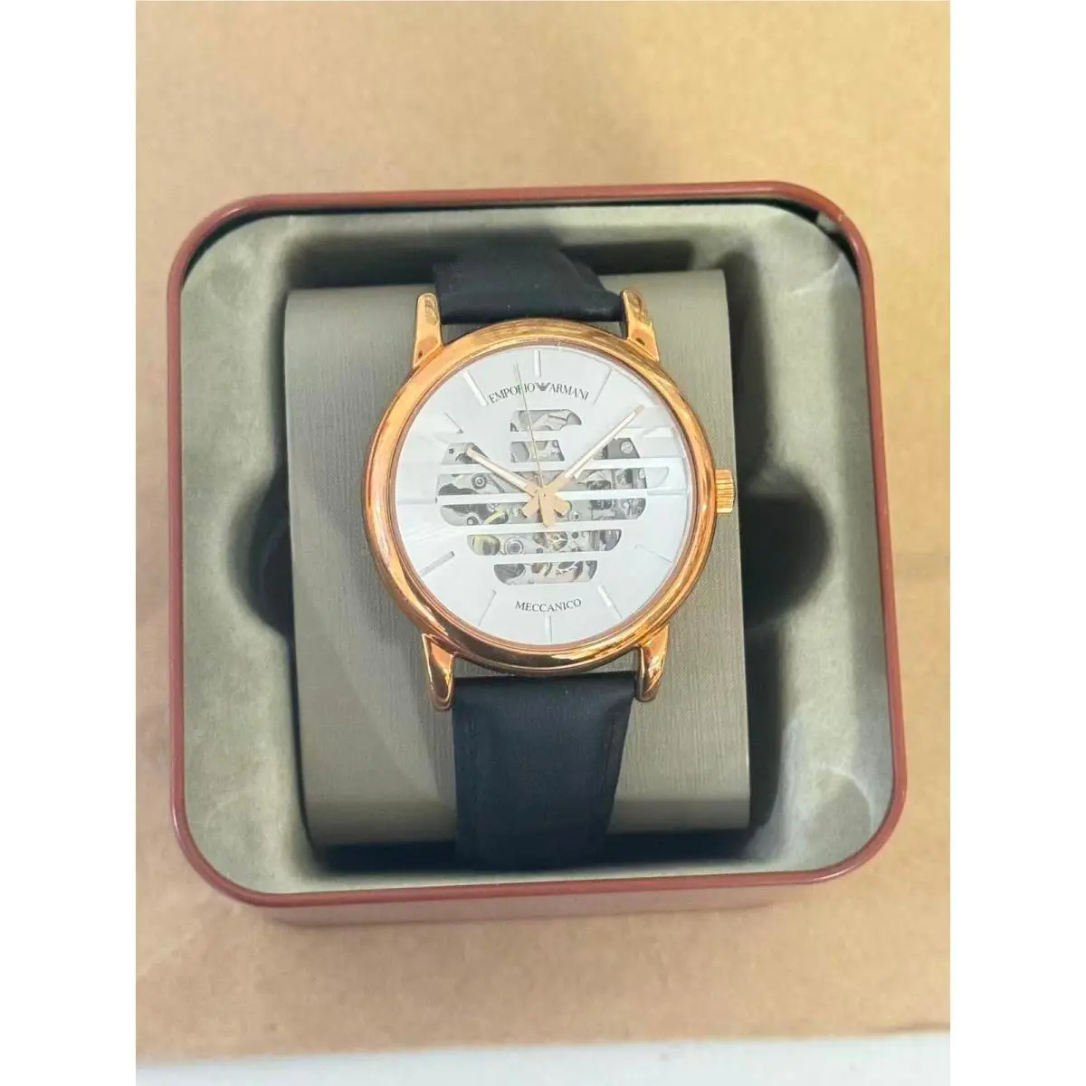 Emporio Armani Luigi AR60031 Men`s Watch Meccanico with Silver Logo Dial
