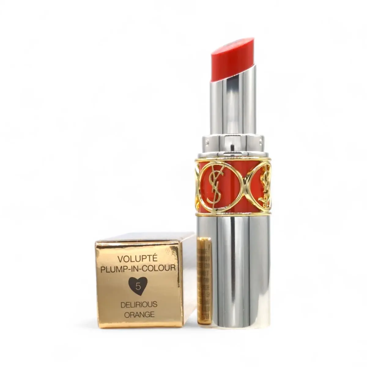 Ysl Lipstick Volupte Plump In Colour – 0.12 oz / 3.5 g Choose Shade 5 Delirious Orange by Yves Saint Laurent