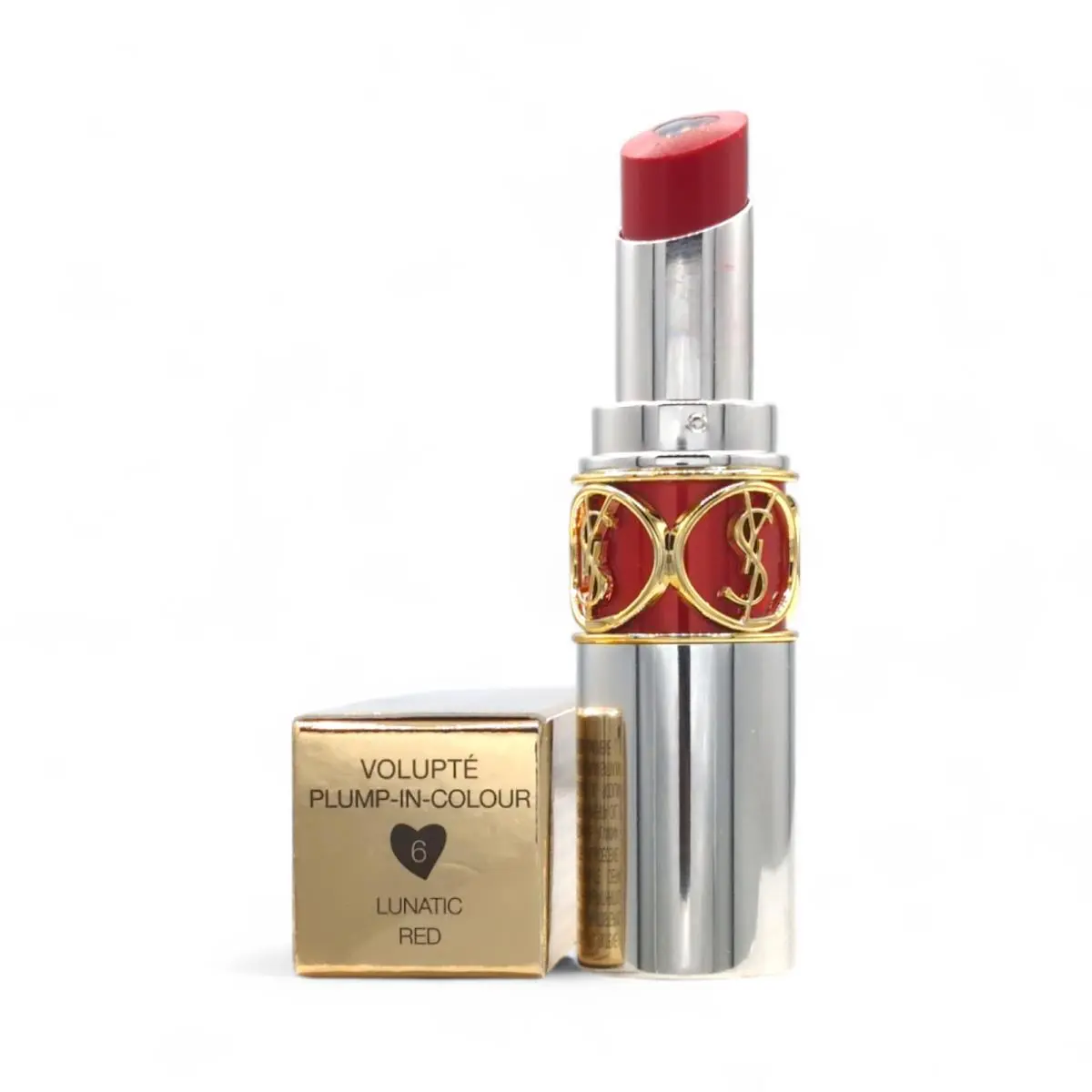 Ysl Lipstick Volupte Plump In Colour – 0.12 oz / 3.5 g Choose Shade 6 Lunatic Red by Yves Saint Laurent