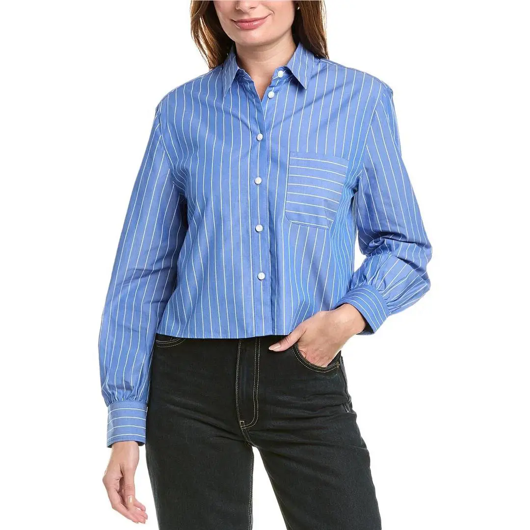 Rag Bone White /blue Stripe Max Stripe Crop Shirt Msrp: