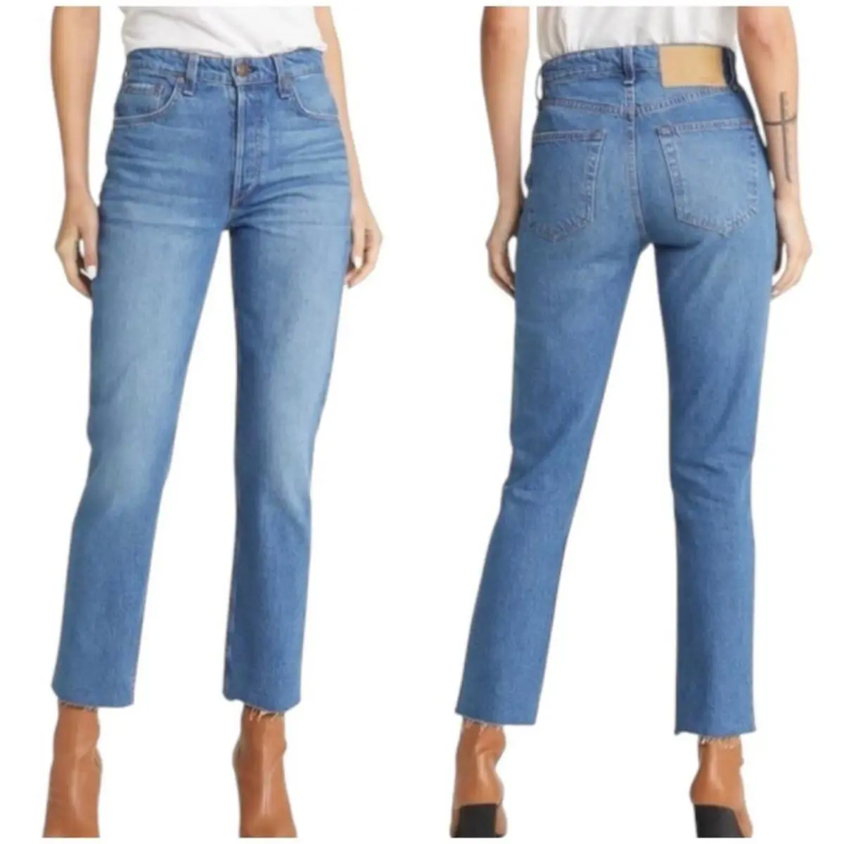 Rag Bone Nina High Waist Ankle Monty Cigarette Size 34 Jeans Raw Hem by Rag & Bone