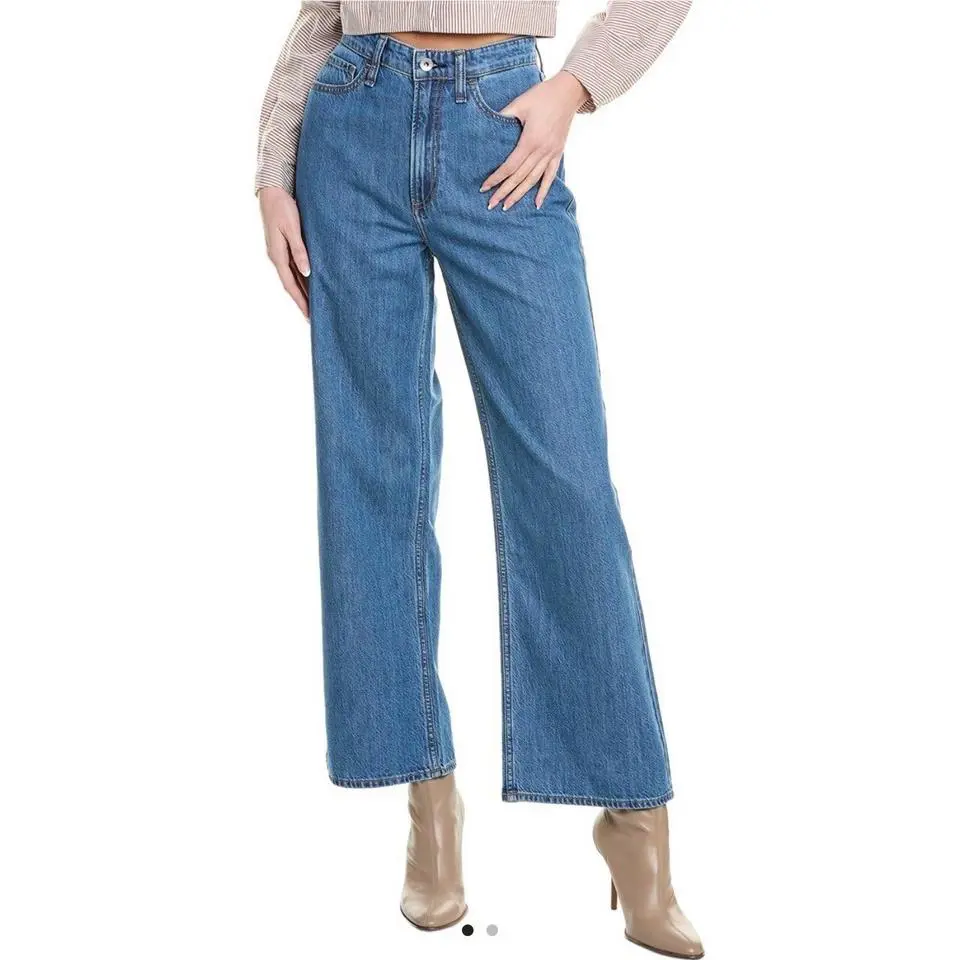 Rag Bone Lori Mid-rise Wide Leg Jeans Pants Denim Medium Wash Size 28