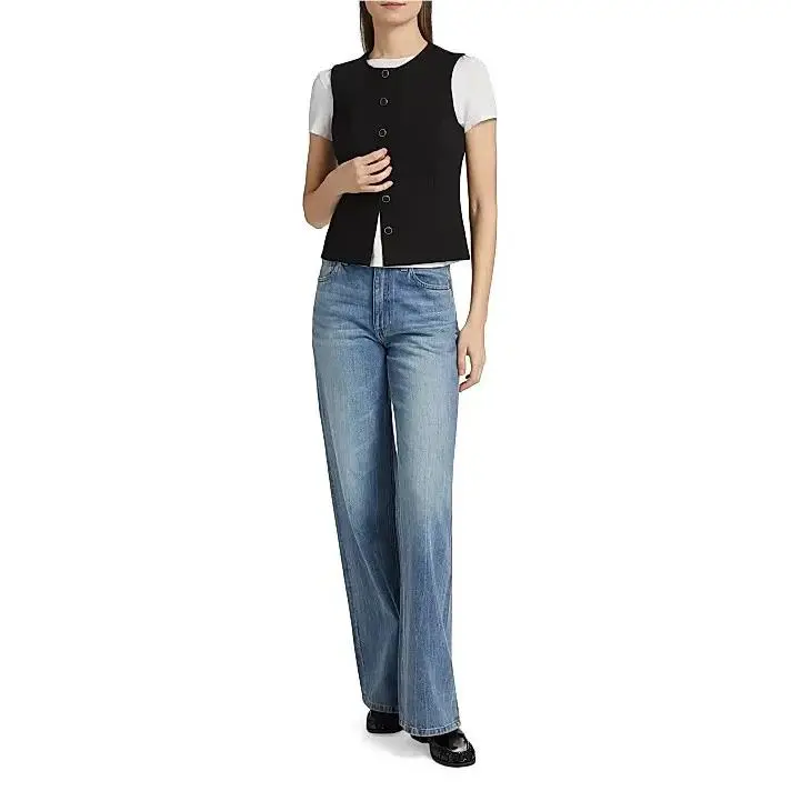 Rag Bone Womens Irina Button Front Vest in Black Size S by Rag & Bone