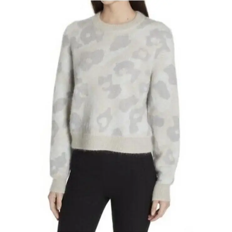 Rag Bone Leopard Print Mohair-blend Crewneck Sweater Size Large