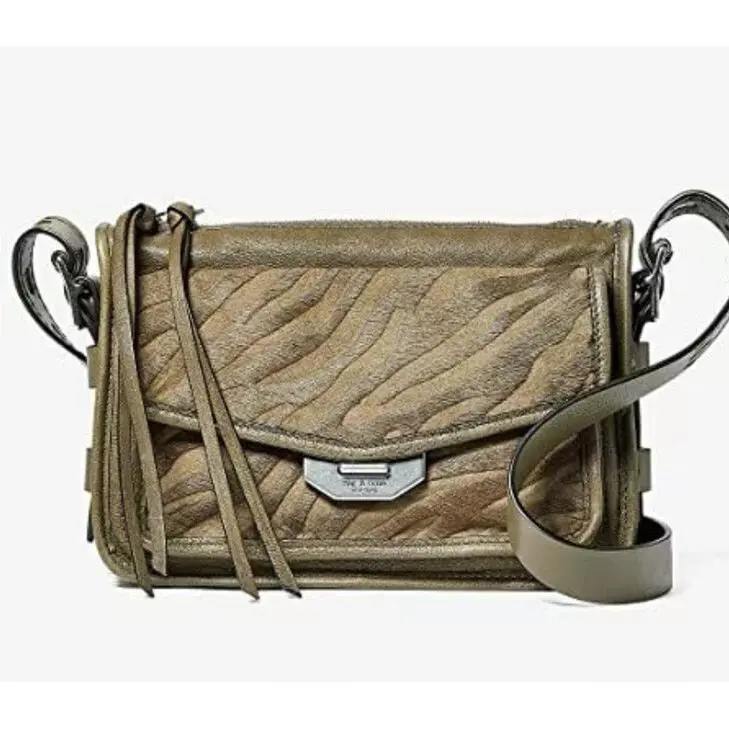 Rag Bone Zebra Stripe Calf Hair Green Messenger Bag Women`s Handbag X2706