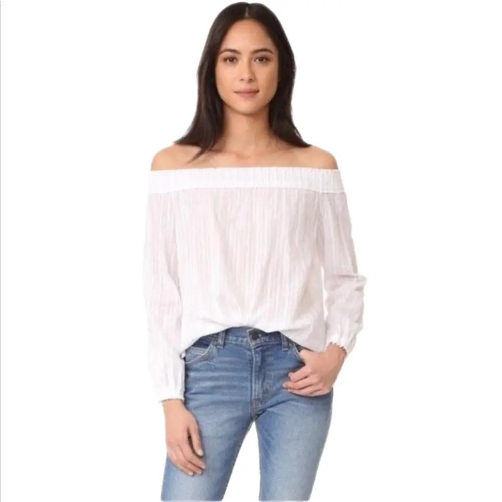 Women`s Rag Bone Drew White Off The Shoulder Top sz L