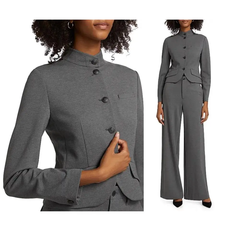 Rag Bone Slade Military-inspired Cropped Ponte Blazer in Charcoal sz 4