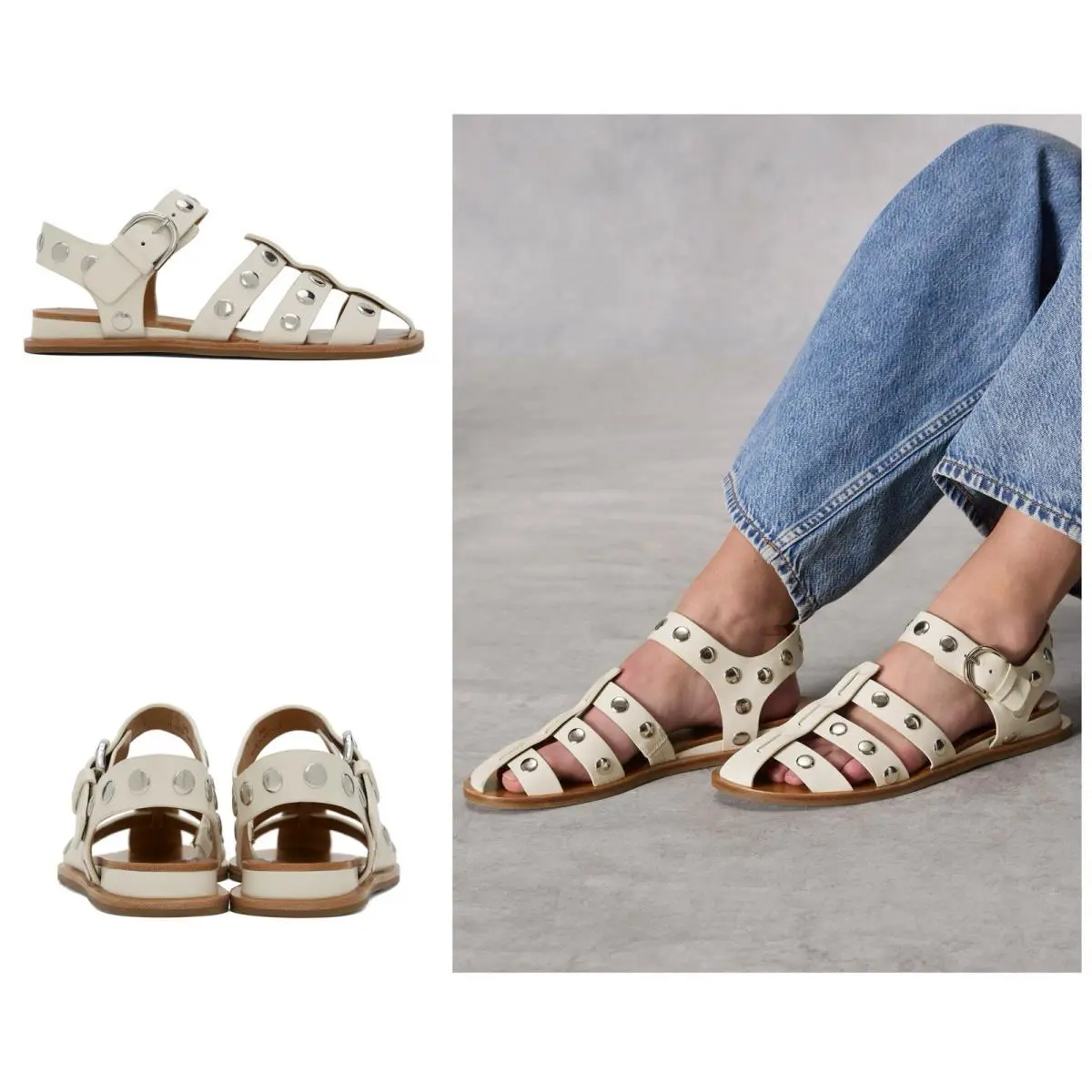 Rag Bone Beau Fisherman Sandal In Antique White Size: 41 US 11