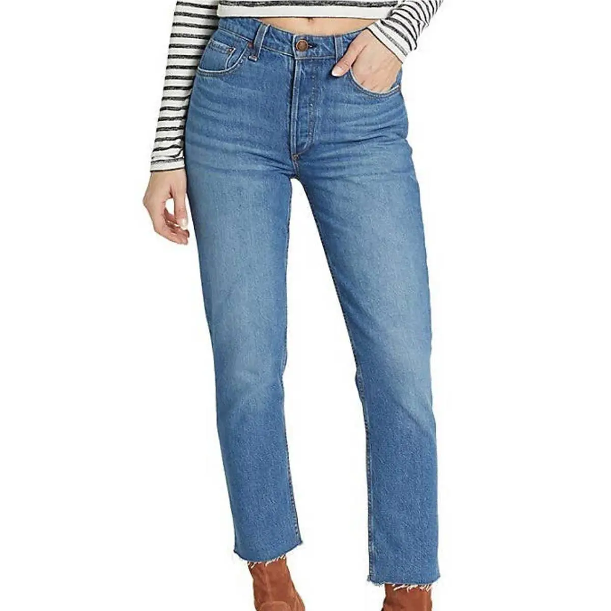 Rag Bone Nina High Rise Ankle Cigarette Monty Blue Jeans Size 28 Raw Hem by Rag & Bone