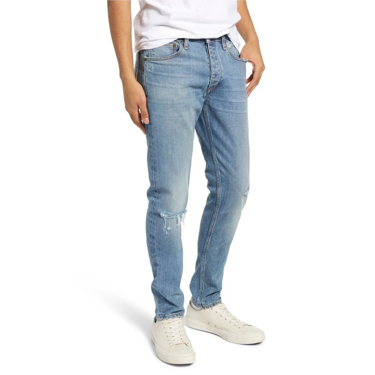 Men`s Rag Bone Fit 1 Ripped Extra Slim Fit Jeans Size 33 - Blue