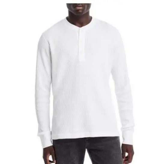 Rag Bone Waffle Knit Cotton Blend Henley White S