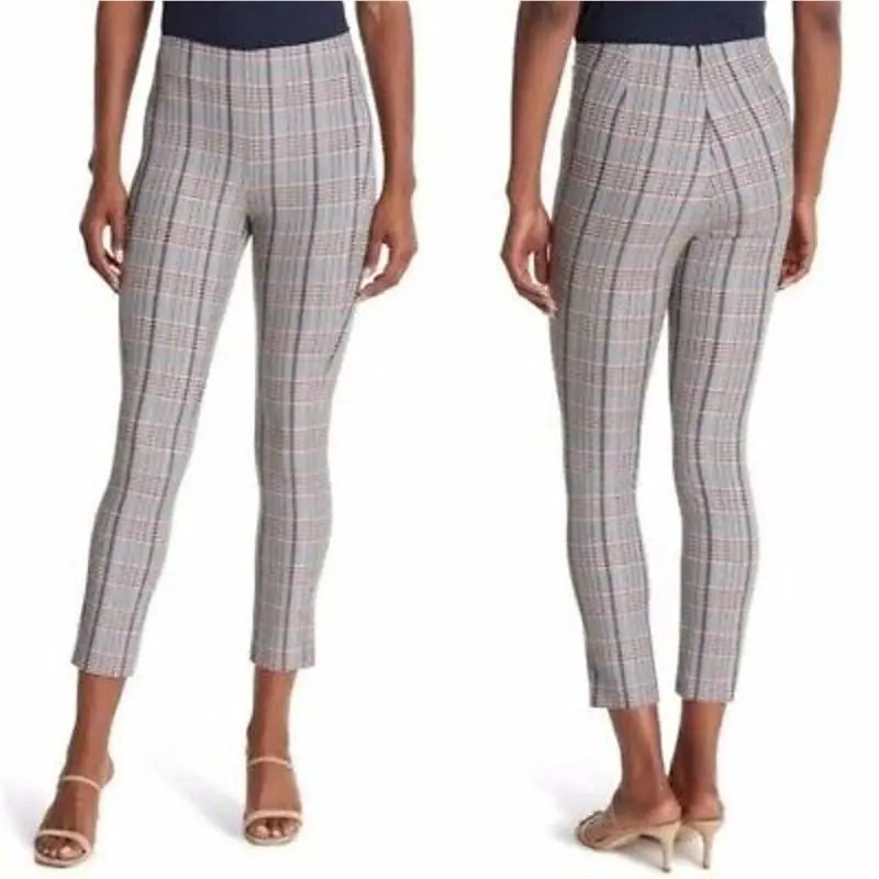 Rag Bone Monet Plaid Stretch Pants Blue Black Red Size 2 Woven Flat Front