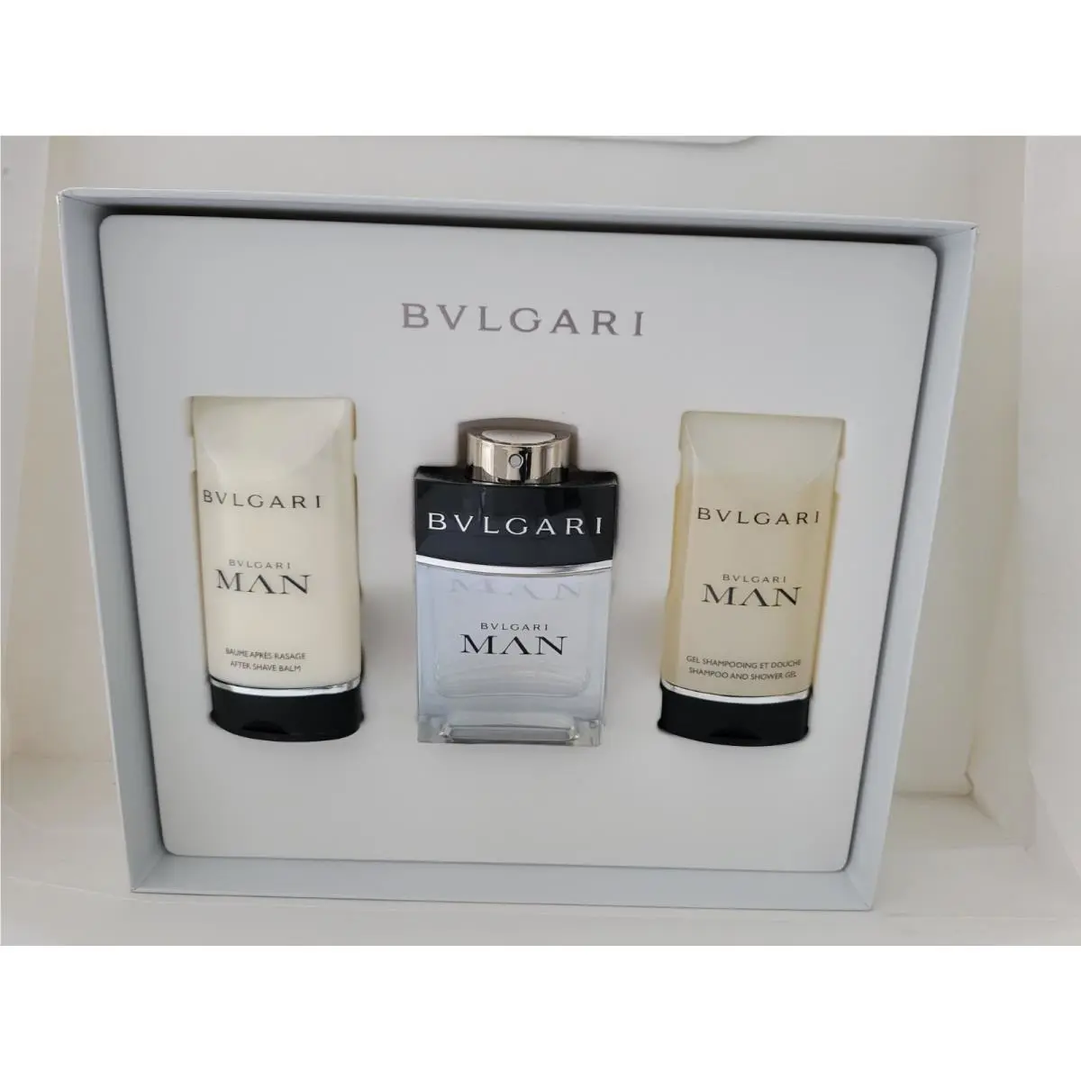 Bvlgari Man 3 pc Gift Set. 2 oz Edt Shampoo and After Shave Balm