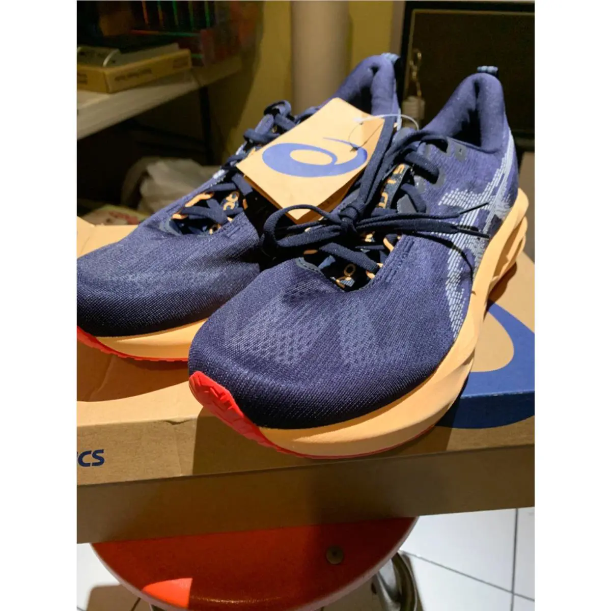 Asics Novablast 5 Men Size 13 Navy Blue Orange 1011B974-404