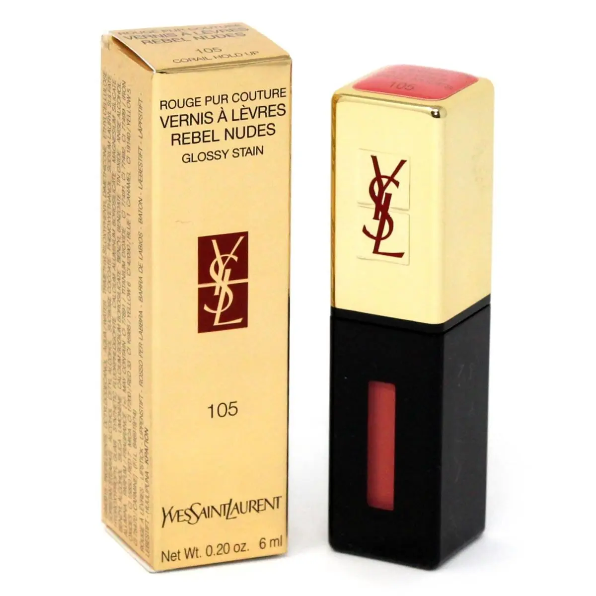 Yves Saint Laurent Ysl Rouge Pur Couture Vernis A Levres Rebel Nudes Glossy Stain 6ML 105