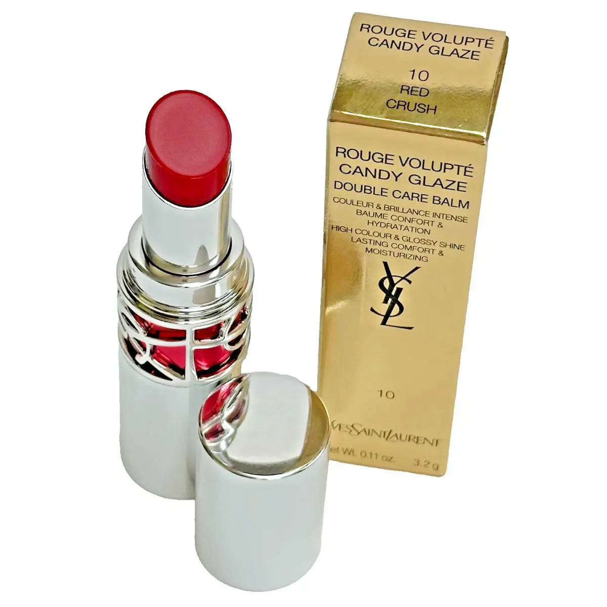 Yves Saint Laurent Rouge Volupte Candy Glaze Double Care Balm 10 Red 0.11 oz - Red