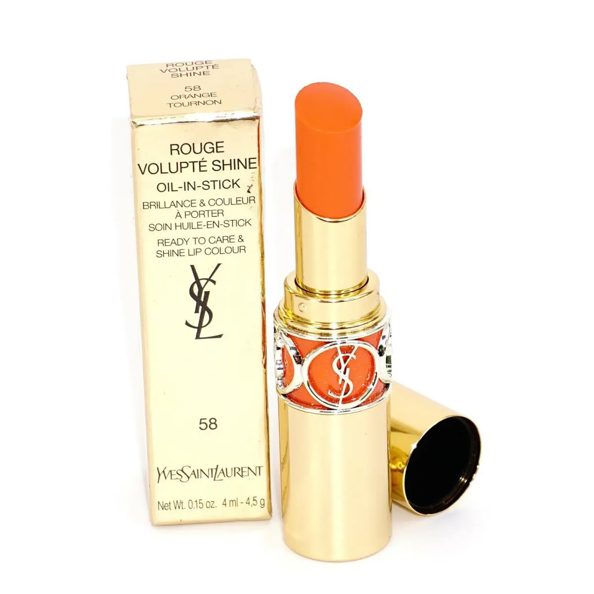 Yves Saint Laurent Rouge Volupte Shine Lipstick 58 Orange Tournon Rare