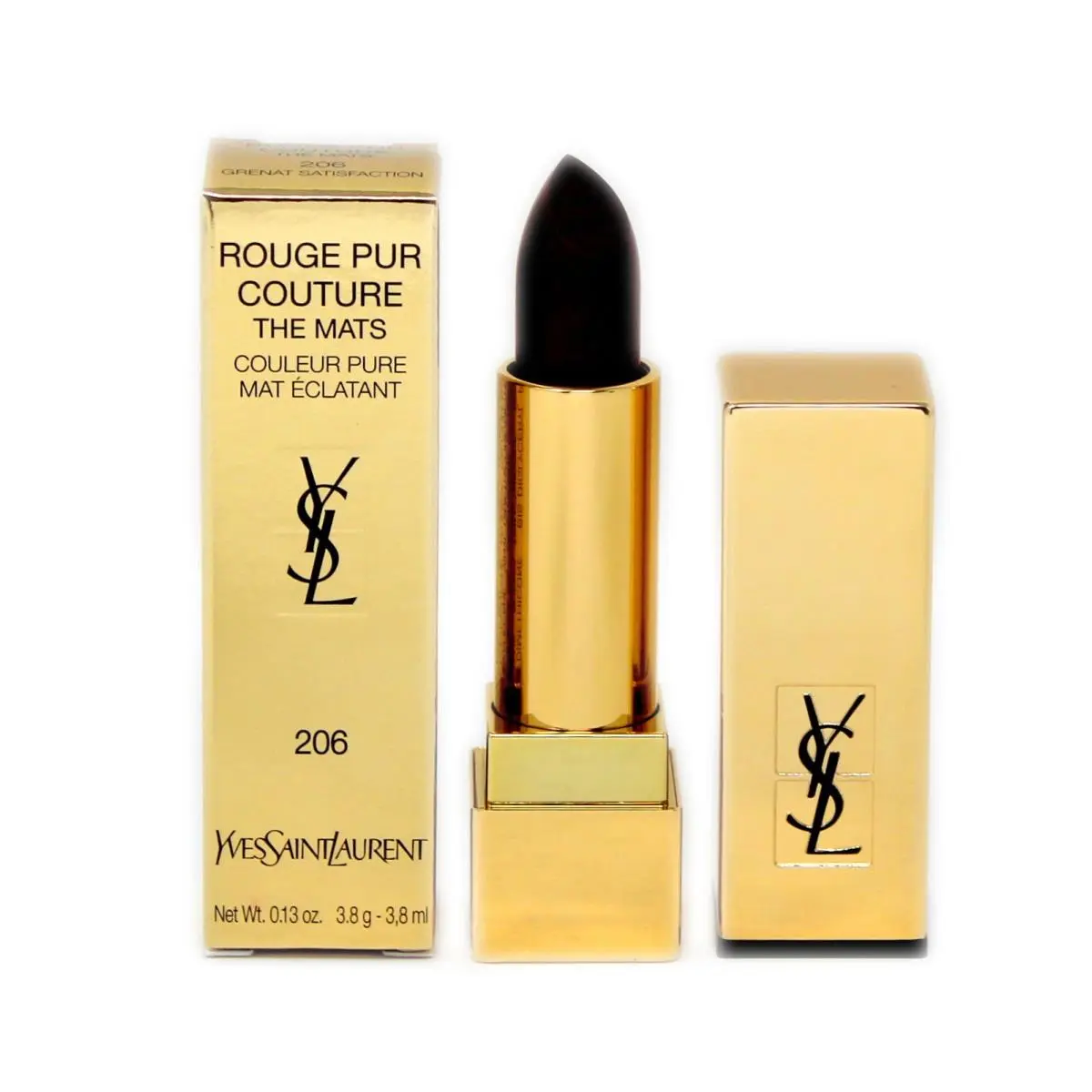 Yves Saint Laurent Ysl Rouge Pur Couture The Mats Couleur Pure 3.8ML 206-GRENAT Satisfaction